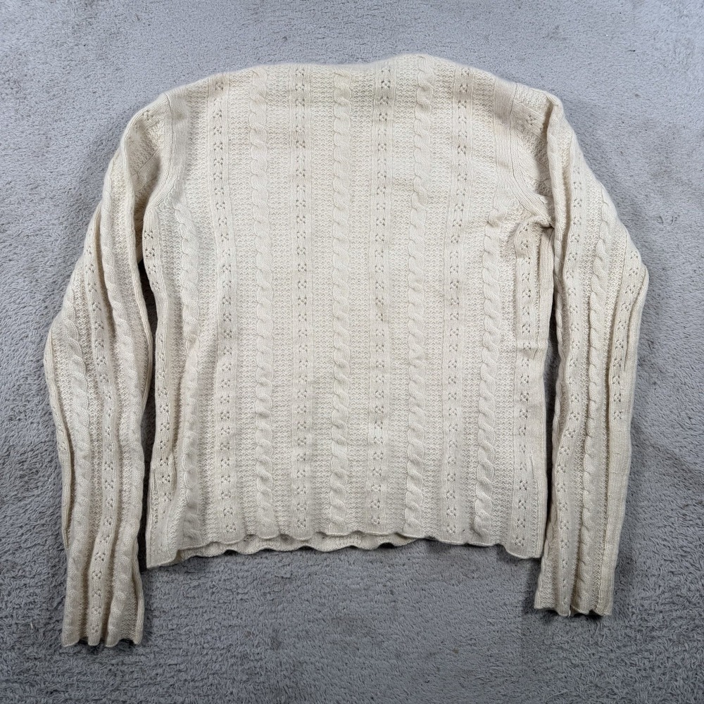 Charter Club Sweater Womens Medium Beige 100% Cashmere 2 Ply Cable Knit Crewneck - Picture 7 of 8